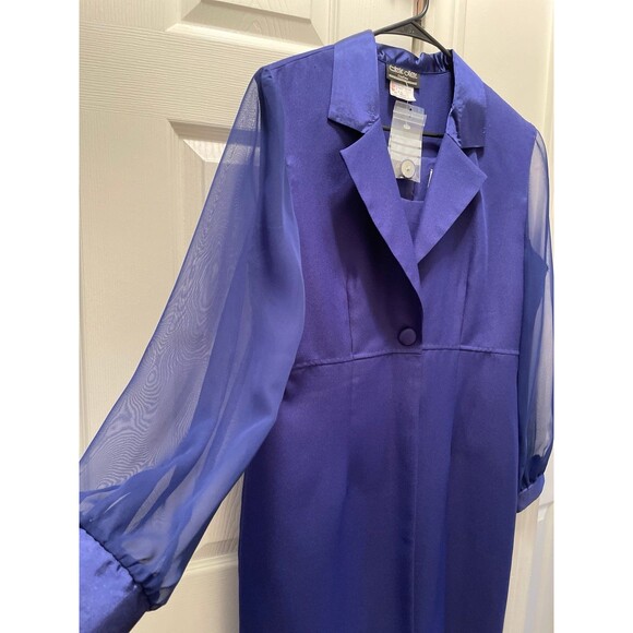 Vintage Carla Jane Sapphire Blue Dress &‎ Topcoat Set 2 Piece Women's Size 14 - Picture 4 of 12